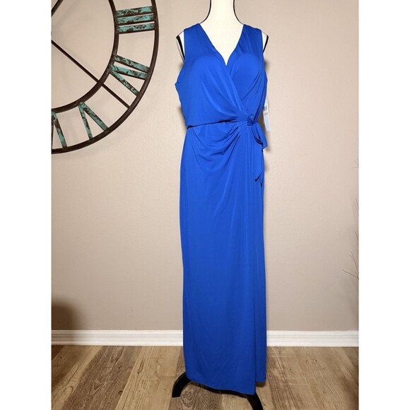 London Times Pants - London Times Jumpsuit Royal Blue Sleeveless Stretch Size 12 NWT